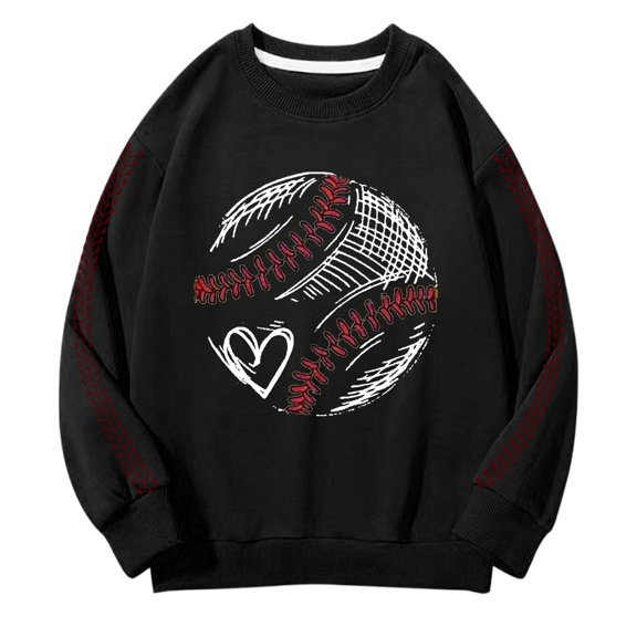 Mercatoo Kids Girls Boys Baseball Crewneck Sweatshirt Tween Baseball Graphic Pullover Casual Cotton 𝐀thletic Pullover Sweatshirt