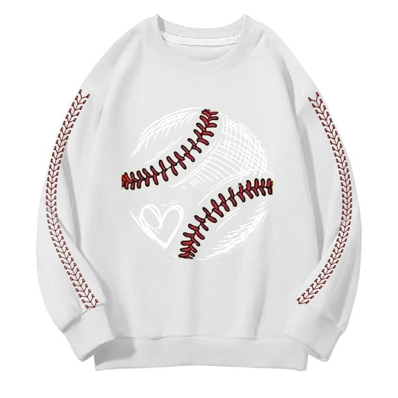 Mercatoo Kids Girls Boys Baseball Crewneck Sweatshirt Tween Baseball Graphic Pullover Casual Cotton 𝐀thletic Pullover Sweatshirt