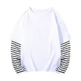 thumbnail image 1 of Mercatoo Kids Girls Boys Cotton 2 in 1 Tops Unisex Baggy Striped Long Sleeve Crew Neck Shirts Autumn Comfy Breathable Tees, 1 of 5