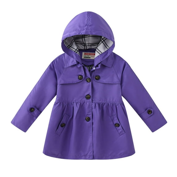 Mercatoo Kids Girls Button Soild Jacket Coat Long Sleeve Hooded Thicken Outerwear Girls Outdoor Travel Rain Jacket