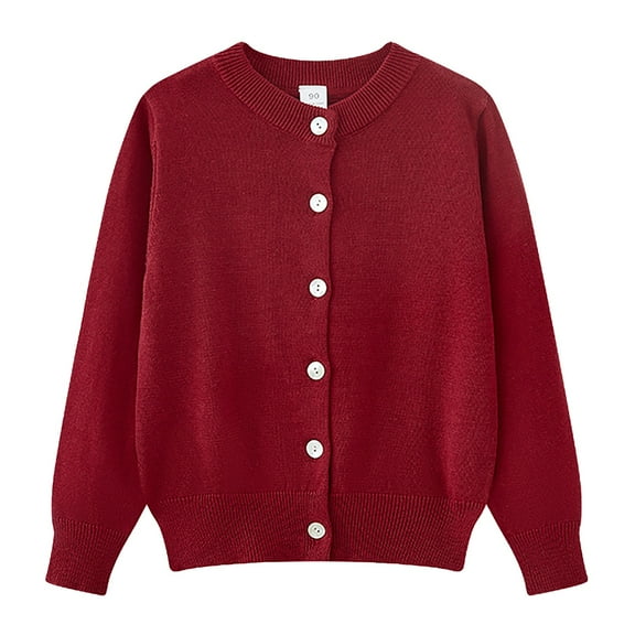 Mercatoo Kids Girls Cardigan Sweater School Knitted Clothes Button Long Sleeve Knit Solid Sweaters Fall Winter Casual Tops