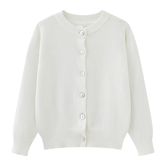 Mercatoo Kids Girls Cardigan Sweater School Knitted Clothes Button Long Sleeve Knit Solid Sweaters Fall Winter Casual Tops
