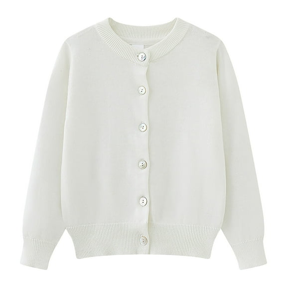Mercatoo Kids Girls Cardigan Sweater School Knitted Clothes Button Long Sleeve Knit Solid Sweaters Fall Winter Casual Tops