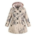 thumbnail image 1 of Mercatoo Kids Girls Casual Button Floral Jacket Coat Long Sleeve Hooded Thicken Outerwear Toddler Girls Winter Clothes, 1 of 4