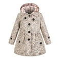 thumbnail image 1 of Mercatoo Kids Girls Casual Button Floral Jacket Coat Long Sleeve Hooded Thicken Outerwear Toddler Girls Winter Clothes, 1 of 4
