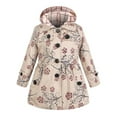 thumbnail image 1 of Mercatoo Kids Girls Casual Button Floral Jacket Coat Long Sleeve Hooded Thicken Outerwear Toddler Girls Winter Clothes, 1 of 7