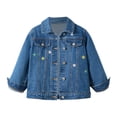 thumbnail image 1 of Mercatoo Kids Girls Flower Embroidery Denim Jacket Button-Down Long Sleeve Jean Coat Fall Basic Outerwear Tops with Pockets, 1 of 9