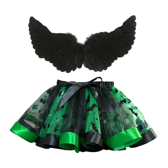 Mercatoo Kids Girls Halloween Feather Devil 𝐖ings and Tulle Tutu Skirt 𝐂osplay 𝐂ostume for P𝐚rty Dress Up 𝐀ngel 𝐂ostume