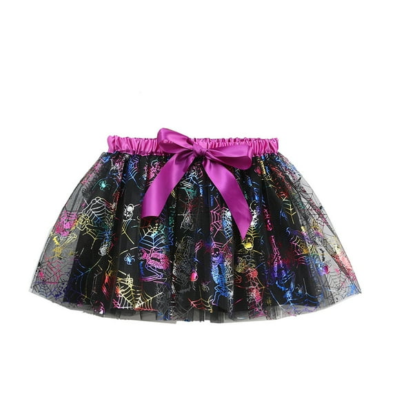 Mercatoo Kids Girls Halloween Layered Tulle Tutu Skirt Ballet Dance Layer Print Elastic Skirts Toddler Princess Clothes
