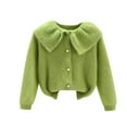 thumbnail image 1 of Mercatoo Kids Girls' Knit Sweater Cardigan Solid Fuzzy Fl𝐞ece Jacket 𝐃ressy Cardigan Collar Button Down Coat for Toddler Baby, 1 of 5