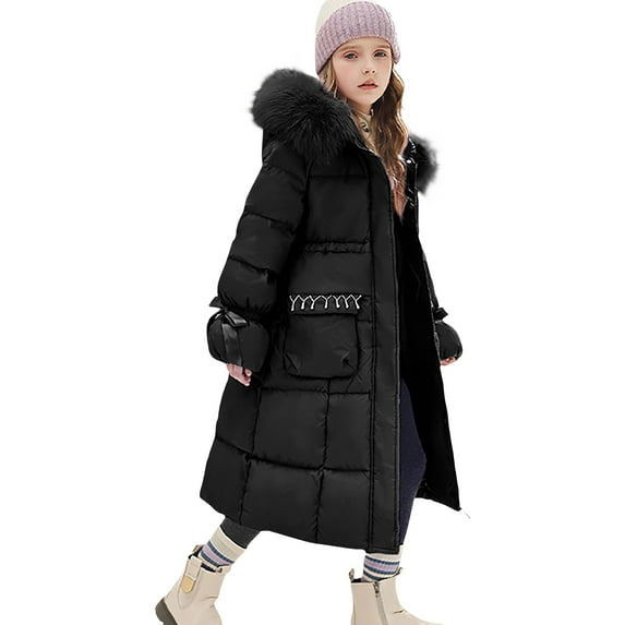 Mercatoo Kids Girls Long Puffer Coat Parka Lightweight Hooded Down Jacket Windproof Quilted Bubble Jackets Outerwear 1now Coats