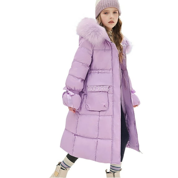 Mercatoo Kids Girls Long Puffer Coat Parka Lightweight Hooded Down Jacket Windproof Quilted Bubble Jackets Outerwear 1now Coats