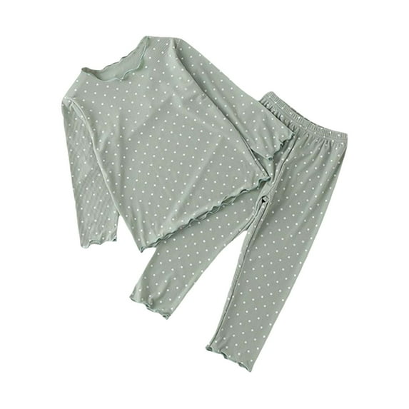 Mercatoo Kids Girls Long Sleeved Polka Dot with Wooden Ears Tops and Pant Outfit for 1 to 7 Years Baby Girls Fall Clothes Set