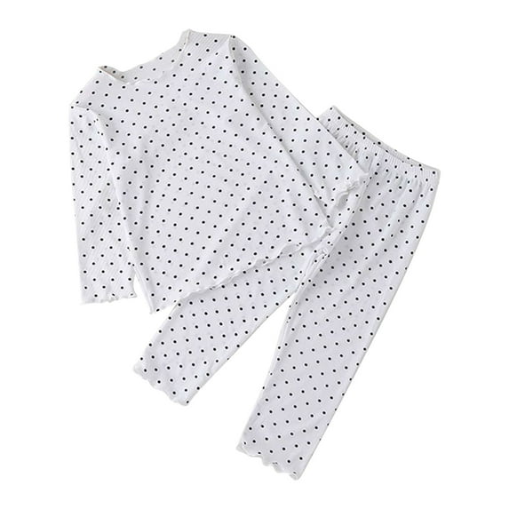Mercatoo Kids Girls Long Sleeved Polka Dot with Wooden Ears Tops and Pant Outfit for 1 to 7 Years Baby Girls Fall Clothes Set