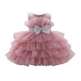 thumbnail image 1 of Mercatoo Kids Girls Puff Sleeve Mesh Tutu Princess Dress Prom P𝐚rty Dress Bow Tulle 𝐌ini Dress Girls Formal Dress, 1 of 8
