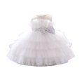 thumbnail image 1 of Mercatoo Kids Girls Puff Sleeve Mesh Tutu Princess Dress Prom P𝐚rty Dress Bow Tulle 𝐌ini Dress Girls Formal Dress, 1 of 9