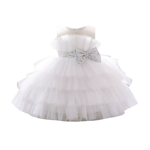 Mercatoo Kids Girls Puff Sleeve Mesh Tutu Princess Dress Prom P𝐚rty Dress Bow Tulle 𝐌ini Dress Girls Formal Dress