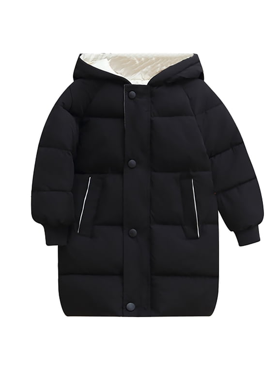 Kids Girls' Puffer Down Coat Winter Jacket Toddler Girls Long Cotton Padded Down Coat Overcoat for 3 to 9 Years