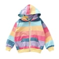 thumbnail image 1 of Mercatoo Kids Girls Rainbow Striped Hoodies Cute Zip Up 𝐇ooded Jackets Long Sleeve Cotton Fall Winter Trendy Hoodie Pocket, 1 of 9