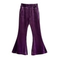 thumbnail image 1 of Mercatoo Kids Girls Velvet Flared Pants Elastic Waist Lightweight Bell Bottom Pants Spring Casual Yoga 𝗕ootcut Trousers, 1 of 4