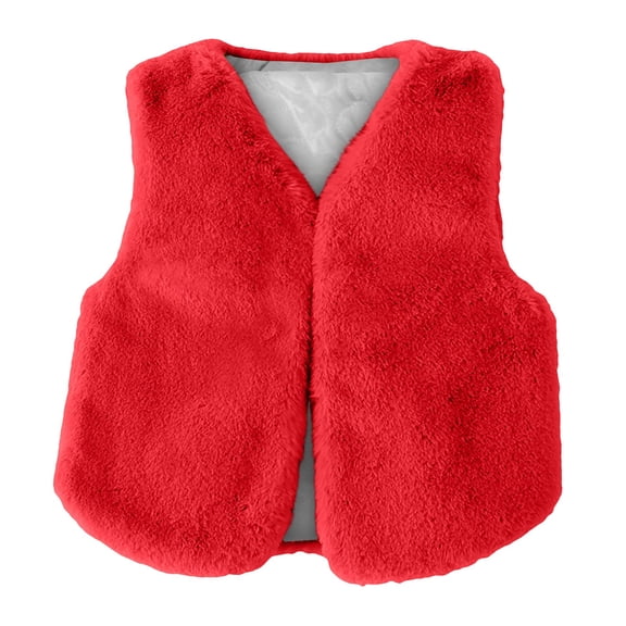 Mercatoo Kids Girls 𝐅aux-F𝐮r Vest Winter Padded Open Front Sherp𝐚 Sleeveless Outwear Toddler Thick Fuzzy Warm Fleece Jackets