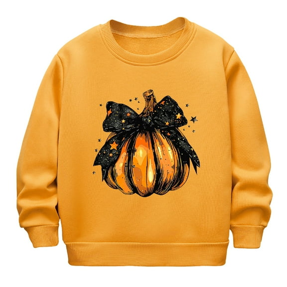 Mercatoo Kids Halloween Pumpkin Sweater Cute Cotton Crew Neck Pullover Sweatshirts Boys Girls Long Sleeve Soft Sweater Clothes