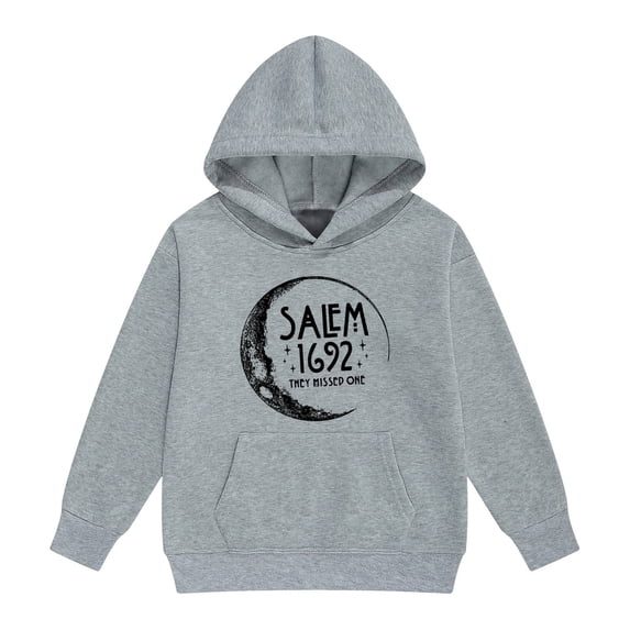 Mercatoo Kids' Hooded Sweatshirt with Witch & Moon Design Soft Pullover Crewneck, Long Sleeve Unisex Top for Children, Multiple Colors