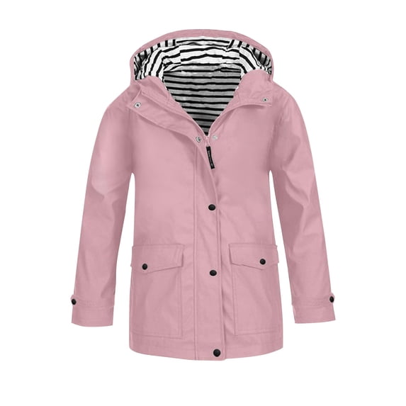 Mercatoo Kids Rain Jacket Boys Girls Lightweight 𝗪aterproof Raincoat Full Zip Up Youth Button Down Coat Hooded Windbreaker