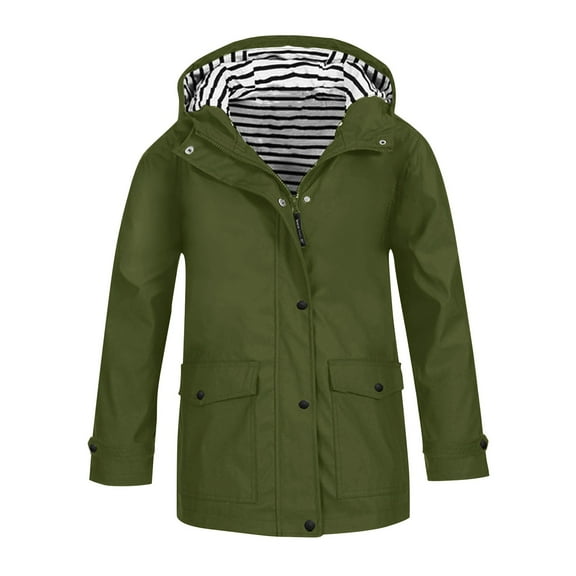 Mercatoo Kids Rain Jacket Boys Girls Lightweight 𝗪aterproof Raincoat Full Zip Up Youth Button Down Coat Hooded Windbreaker