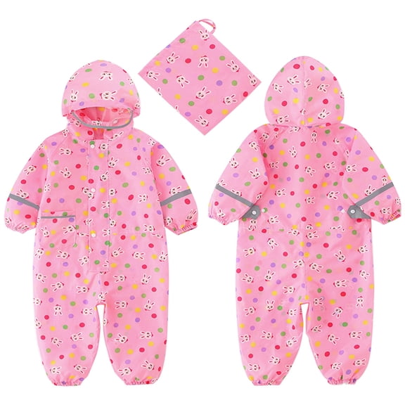 Mercatoo Kids Rain Suit Boys Girls Rainproof Cartoo1 Reusable One Piec1 Hoodie Raincoat Toddler Lightweight Waterproo1 Coverall