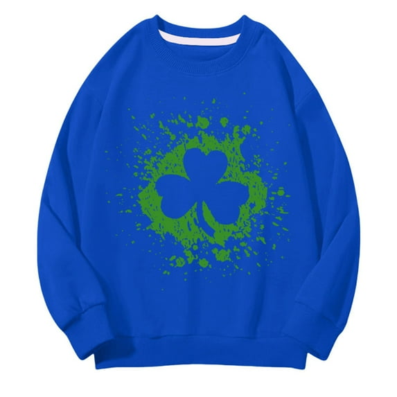 Mercatoo Kids St 𝐏atricks Day Sweatshirt Clothes Girls Boys Long Sleeve Crewneck Pullover Toddler Green Cloverss Shirt Tops
