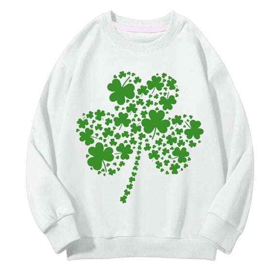 Mercatoo Kids St 𝐏atricks Day Sweatshirt Girls Boys Crewneck Long Sleeve Pullover Toddler Cloverss Shirt Sweater Tops Clothes