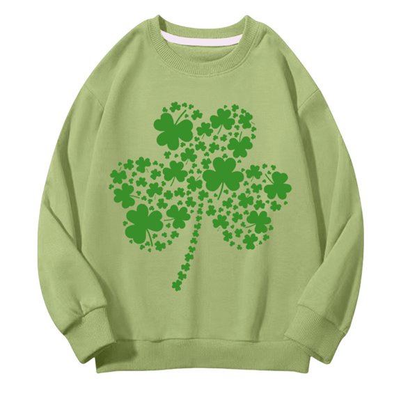 Mercatoo Kids St 𝐏atricks Day Sweatshirt Girls Boys Crewneck Long Sleeve Pullover Toddler Cloverss Shirt Sweater Tops Clothes