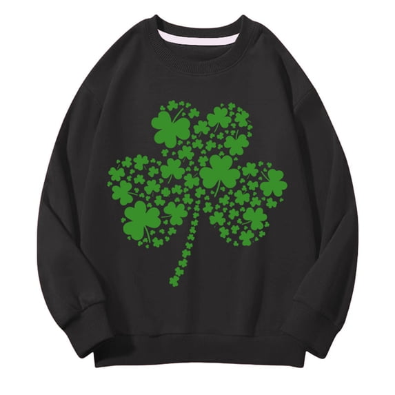Mercatoo Kids St 𝐏atricks Day Sweatshirt Girls Boys Crewneck Long Sleeve Pullover Toddler Cloverss Shirt Sweater Tops Clothes