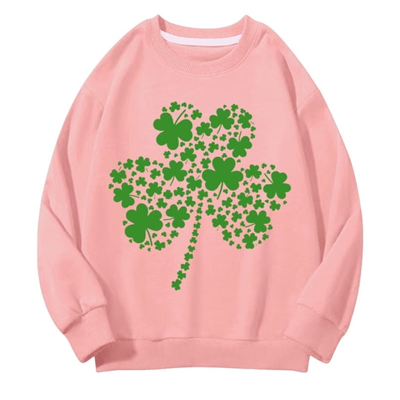 Mercatoo Kids St 𝐏atricks Day Sweatshirt Girls Boys Crewneck Long Sleeve Pullover Toddler Cloverss Shirt Sweater Tops Clothes