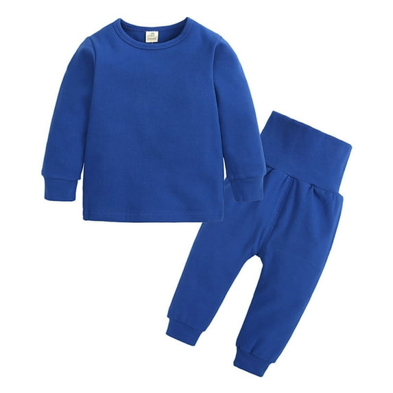 Mercatoo Kids Thermal Underwear Set Girls Boys Long 𝐉ohns Toddler Baby Winter Solid Cotton 𝐒leepwear 𝐏js 𝗟oungewear Outfit