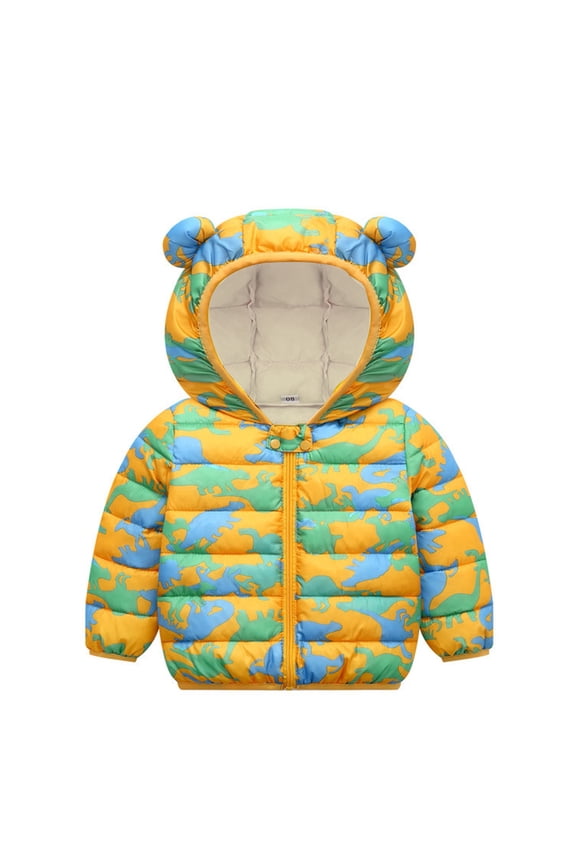 Kids Toddler Baby Girls Boys Winter Warm Thick Cotton Down Hooded Padded Clothes Coat Winter Jacket Coat Outer Clothing
