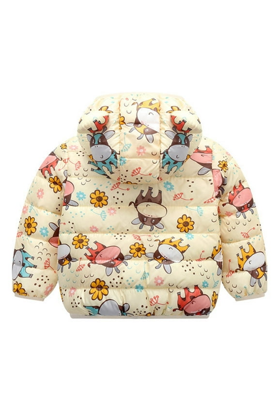 Kids Toddler Baby Girls Boys Winter Warm Thick Cotton Down Hooded Padded Clothes Coat Winter Jacket Coat Outer Clothing