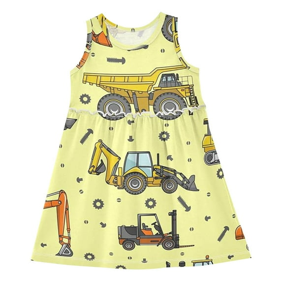 Mercatoo Kids Toddler Girls šartoon Car Pattern Dress Sleeveless šuffles Adorable Tank Dress Summer Casual Outdoor Dress