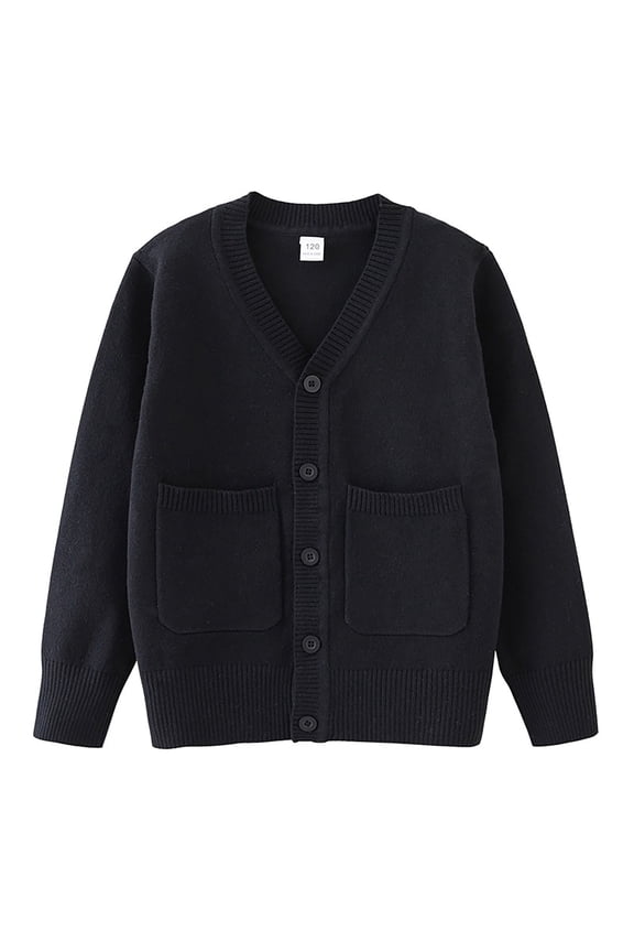 Kids V-Neck Cardigan Sweater for Boys Girls Cotton Button Down Long Sleeve Knit Sweaters Solid Lightweight Clothes