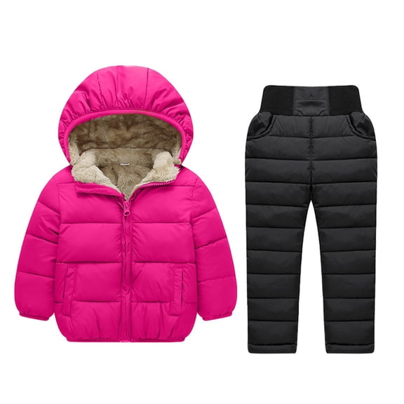 Mercatoo Kids Winter Puffer Set Boy Girl 2-Piece Quilted Down Jacket and Sn𝗼w Pants Set Insulated Fleece Lined Snowsuit Warm Ski Suits