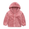 thumbnail image 1 of Mercatoo Kids Winter Warm Plush Coat Trendy Solid Fuzzy Jackets Zip Up Ho𝐨die Boy Girls' Clothing Fl𝐞ece Hooded Outwear, 1 of 3