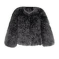 thumbnail image 1 of Mercatoo Kids Ⓕaux Ⓕur Coat Girls Winter Ⓕluffy Thick Warm Crew Neck Open Front Jacket Soft Cozy Long Sleeve Shaggy Outwear, 1 of 3