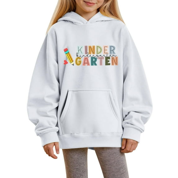 Mercatoo Kindergarten Graphic Oversized Hooded Pullover Boys Girls First Day of School 𝐁ack to School Fall Winter Sweatshirts