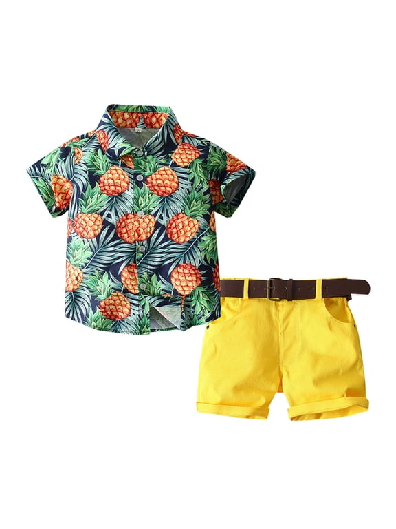 Knitted Baby Clothes for Boys Baby Summer Clothing Toddler Kids Baby Boy Pineapple Clothes Sets Short Child Clothes