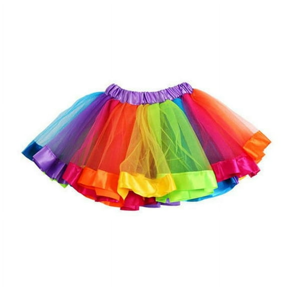 Mercatoo Layered Ballet Tulle Rainbow Tutu Skirt for Little Girls Dress Up with Colorful Hair Bows Kids Rainbow Girls Outfits