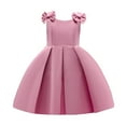 thumbnail image 1 of Mercatoo Little Girl Satin Dress Kids Toddler Baby Girls Summer Solid 𝐂osplay Ruffle Short Sleeve Bow Tie Princess Dress, 1 of 5
