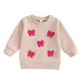 thumbnail image 1 of Mercatoo Little Girls Cute Bow Embroidered Sweatshirt Lightweight Cotton Soft Long Sleeve Fashion Casual Clothes Trendy, 1 of 6