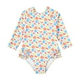 thumbnail image 1 of Mercatoo Long Sleeve Romper Ruffle Swimsuit for Toddler Girls Baby Girl Summer Beach Rashguard Shirt Swimwear 5 to 14 Years, 1 of 8