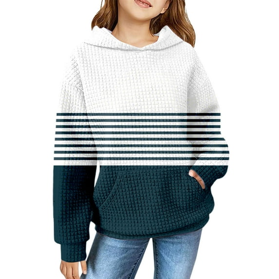 Mercatoo Long Sleeve Sweatshirt for Kids Boys Girls Hooded Printed Warm Tops Fall Casual 𝗣reppy Pullover with Pocket
